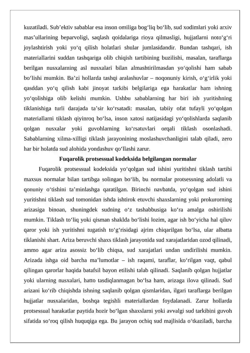 Yo‘qolgan sud ishini va ijro ishini yuritishni tiklash 4