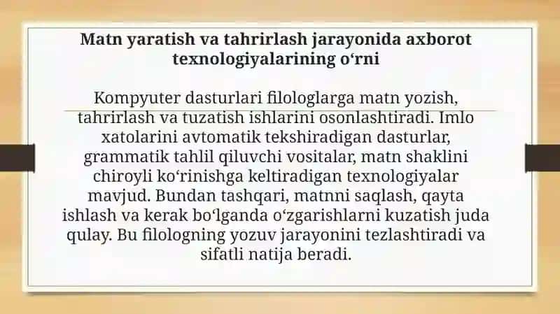 Axborot texnologiyalarining filologiya sohasidagi ahamiyati 4