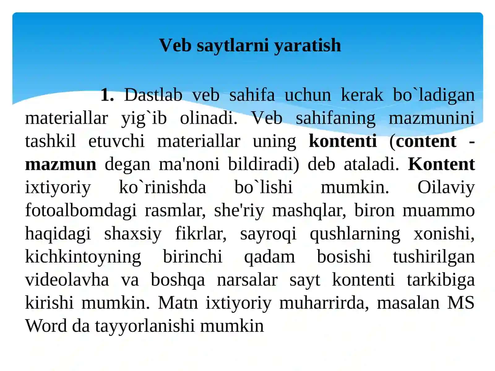 HTML  tilida  web-sahifa yaratish 4