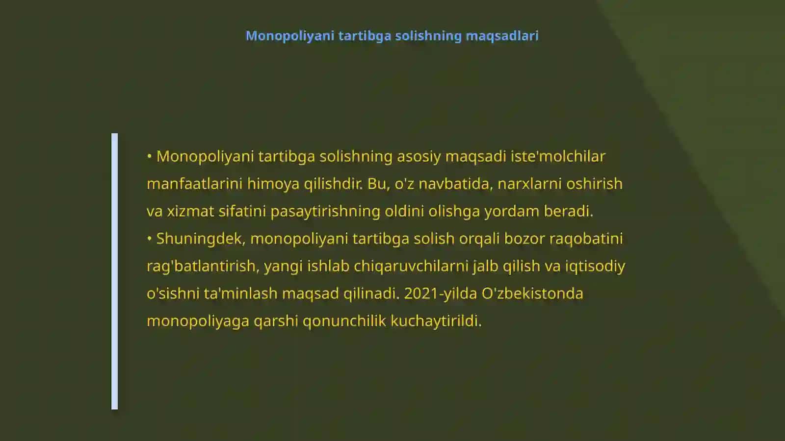 Monopoliyani tartibga solish va adolatli raqobatni taʼminlash siyosati 4