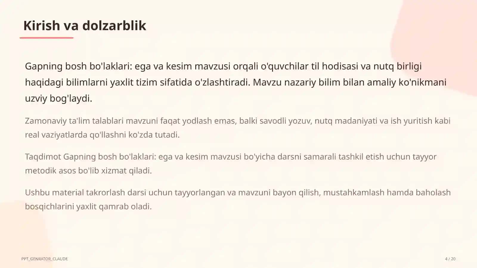 Ona tili (5–11) — takrorlash darsi uchun 4