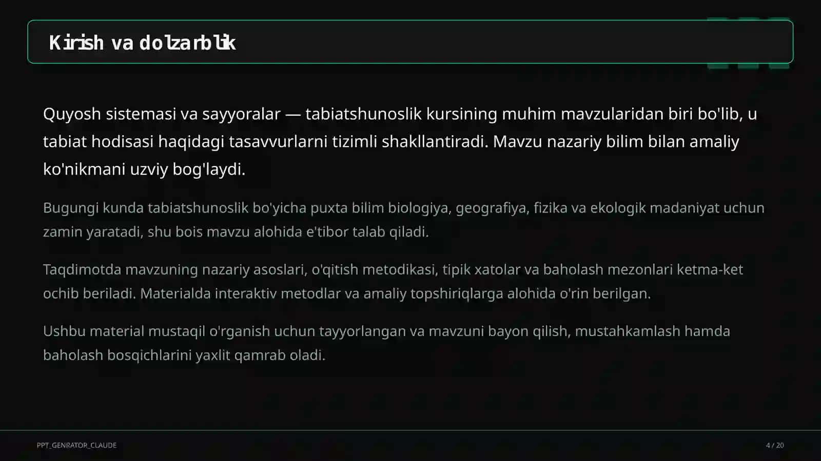Tabiatshunoslik (1–4) 4