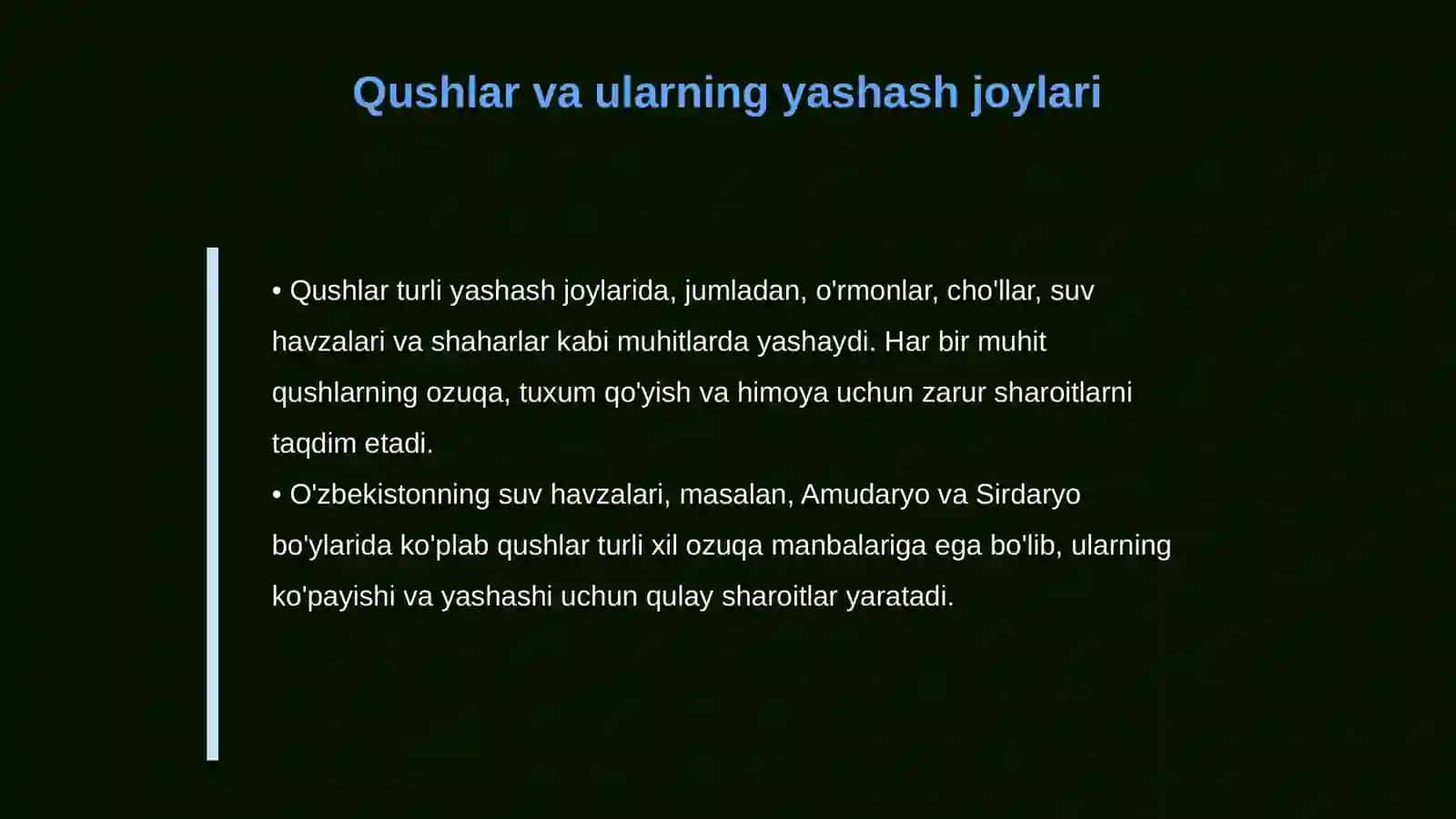 Qushlar sinfining ekologiyasi 4