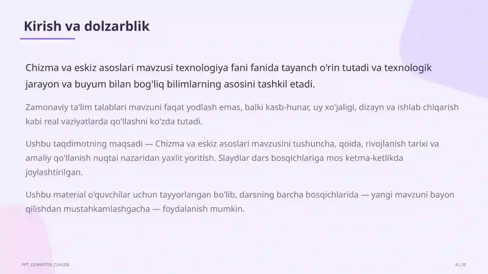 Chizma va eskiz asoslari (6-sinf) 4