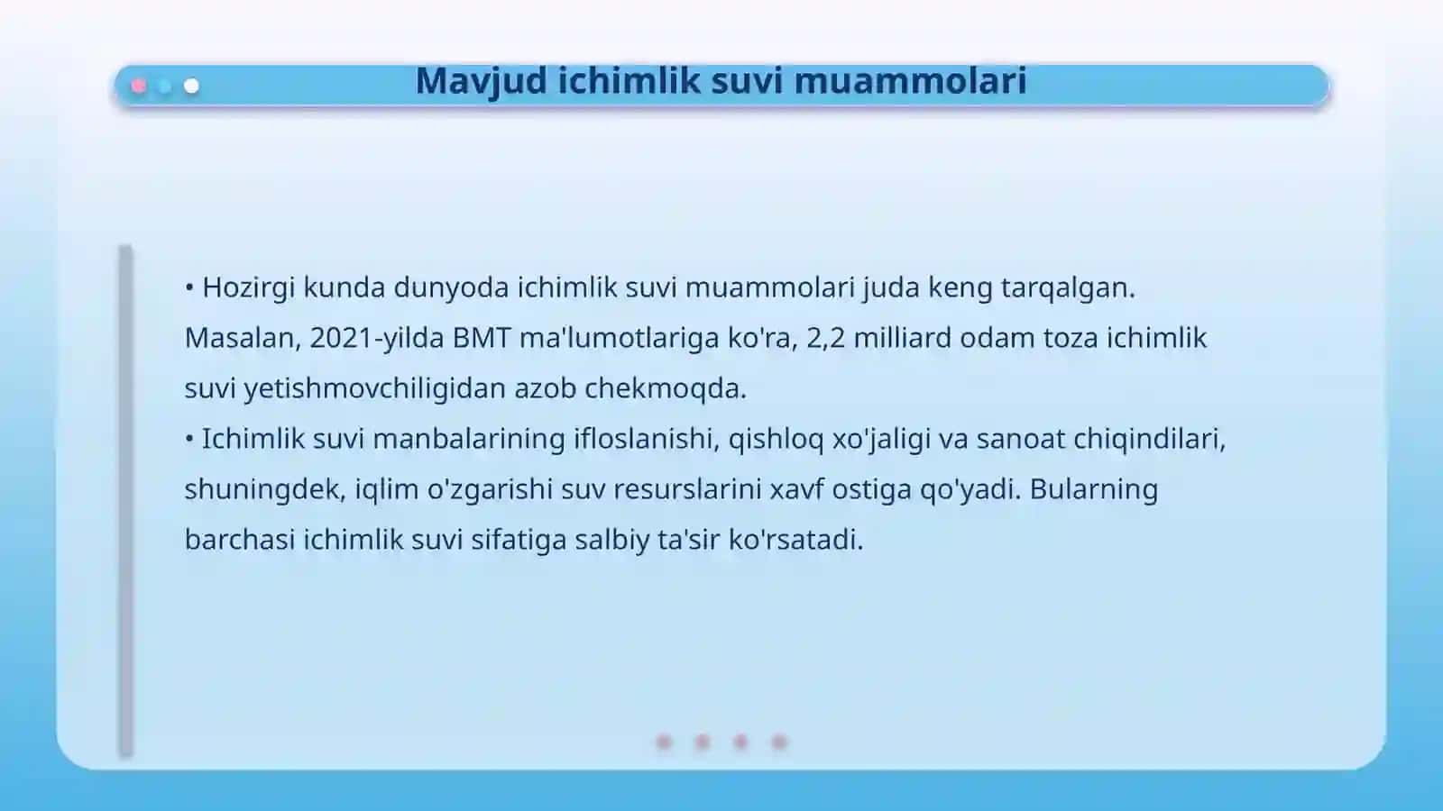 Ichimlik suvi sifatini yaxshilashning asosiy usullari 4