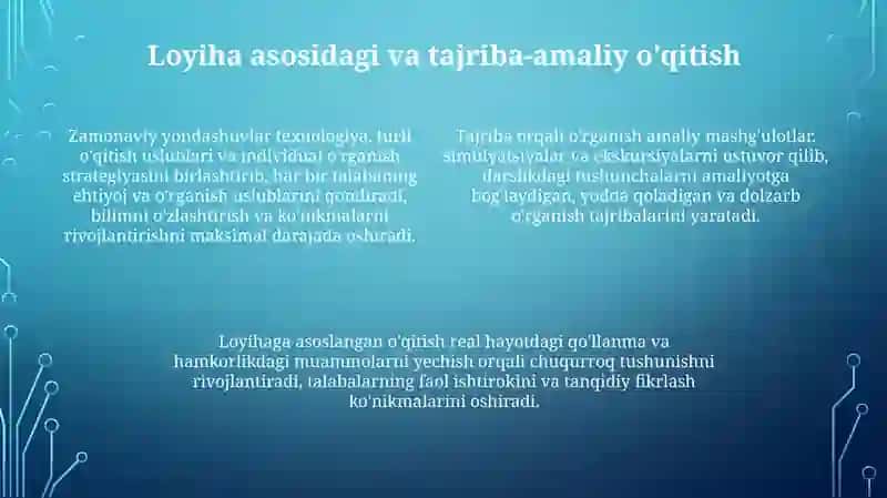 Umumiy òrta ta'lim maktablarida òqitish jarayonlarini tashkil etishga doir zamonaviy yondashuvlar 4