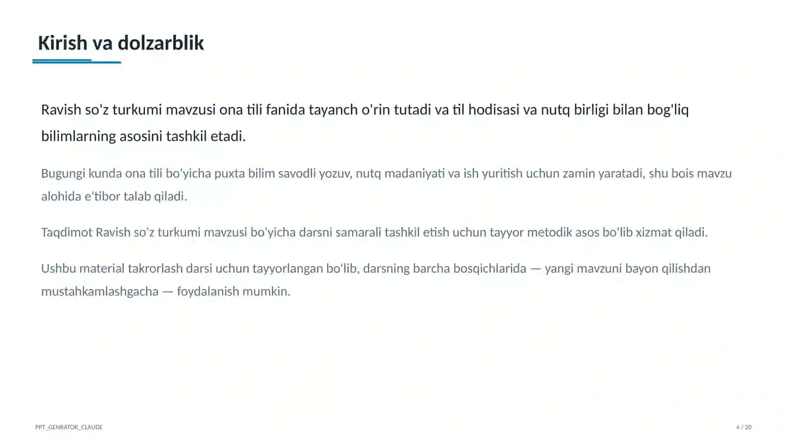 Ravish so'z turkumi (7-sinf) 4