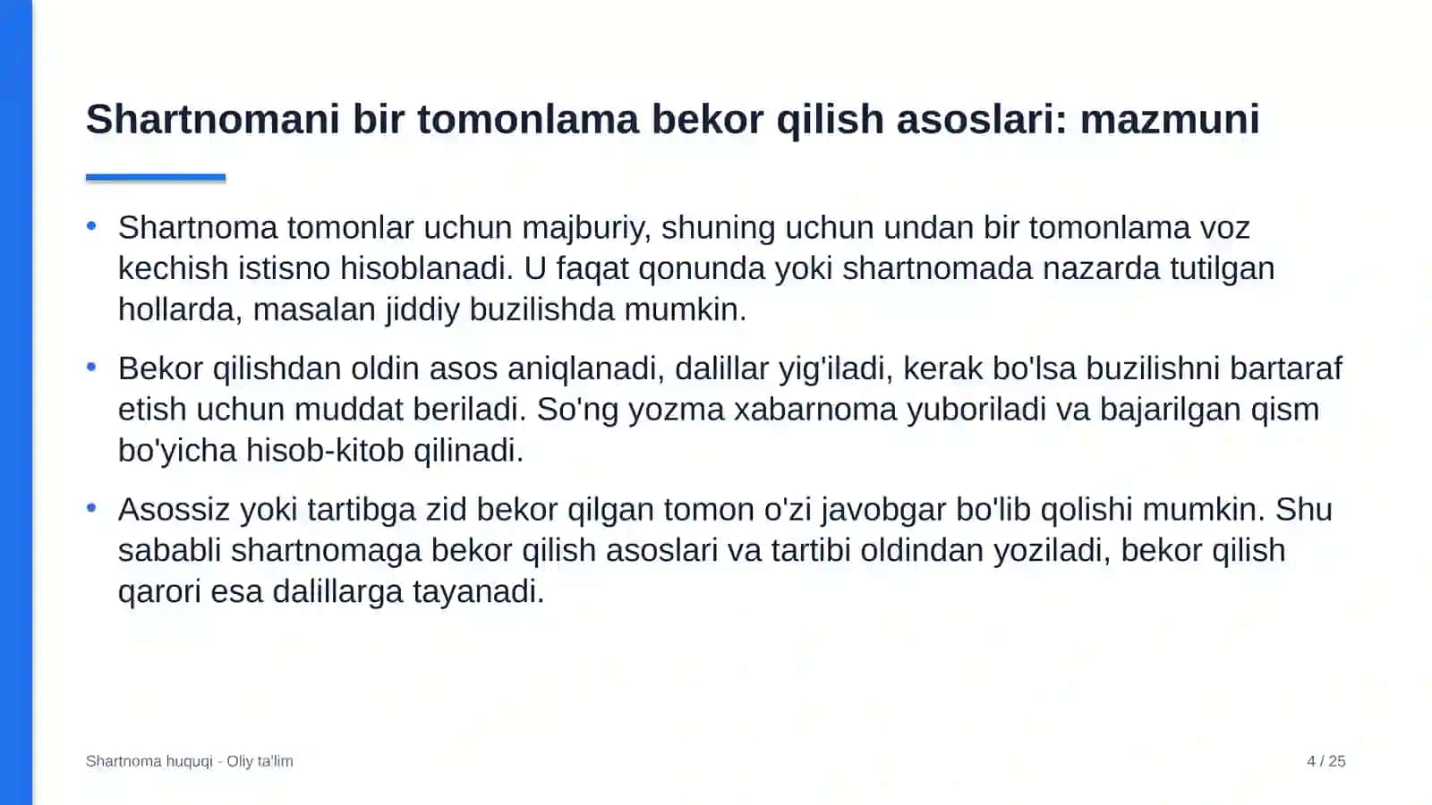 arxeologiya ekspeditsiyalarida shartnomalarni bir tomonlama bekor qilish asoslari 1984 4