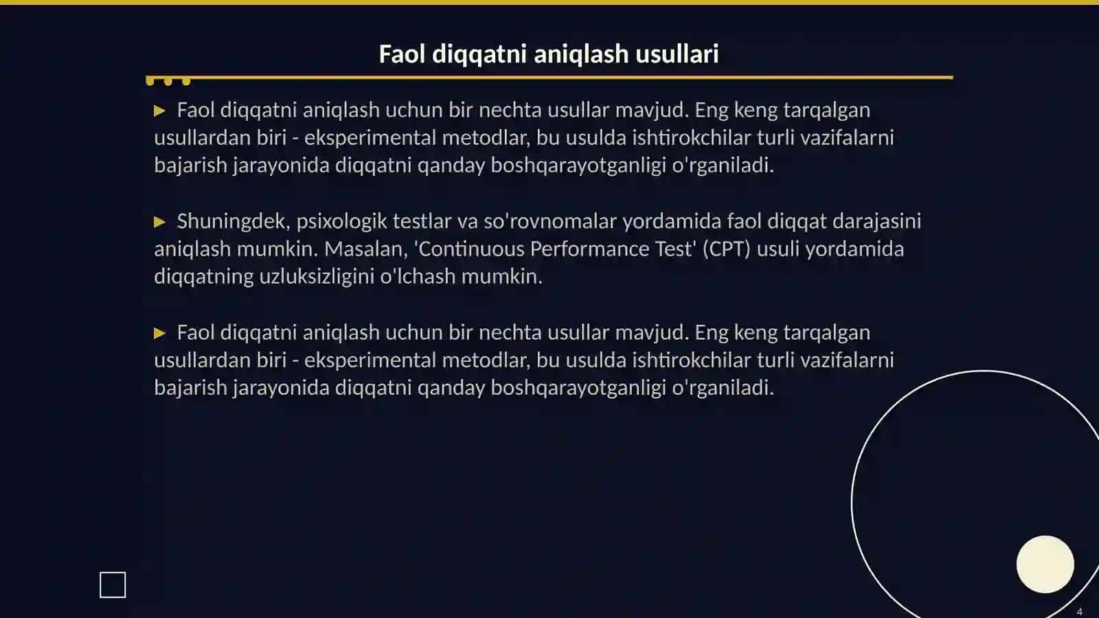 Faol diqqatni aniqlash 4