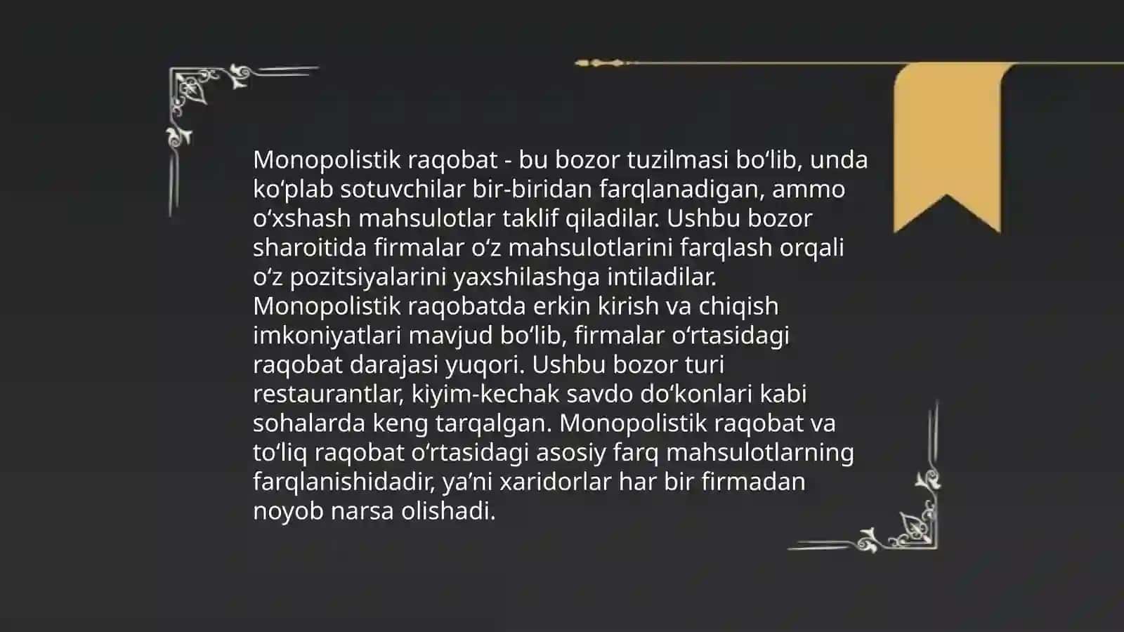 Oligapoliya va monopalistik raqobat 4