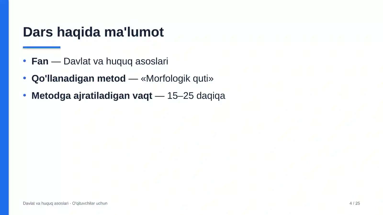 davlat va huquq asoslari darslarida morfologik quti metodidan foydalanish 8664 4