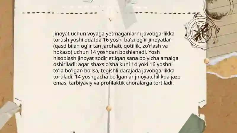 Voyaga yetmaganlar javobgarligining xususiyatlari. Tibbiy yo'sindagi majburlov choralari asoslari va ularni tayinlash 4