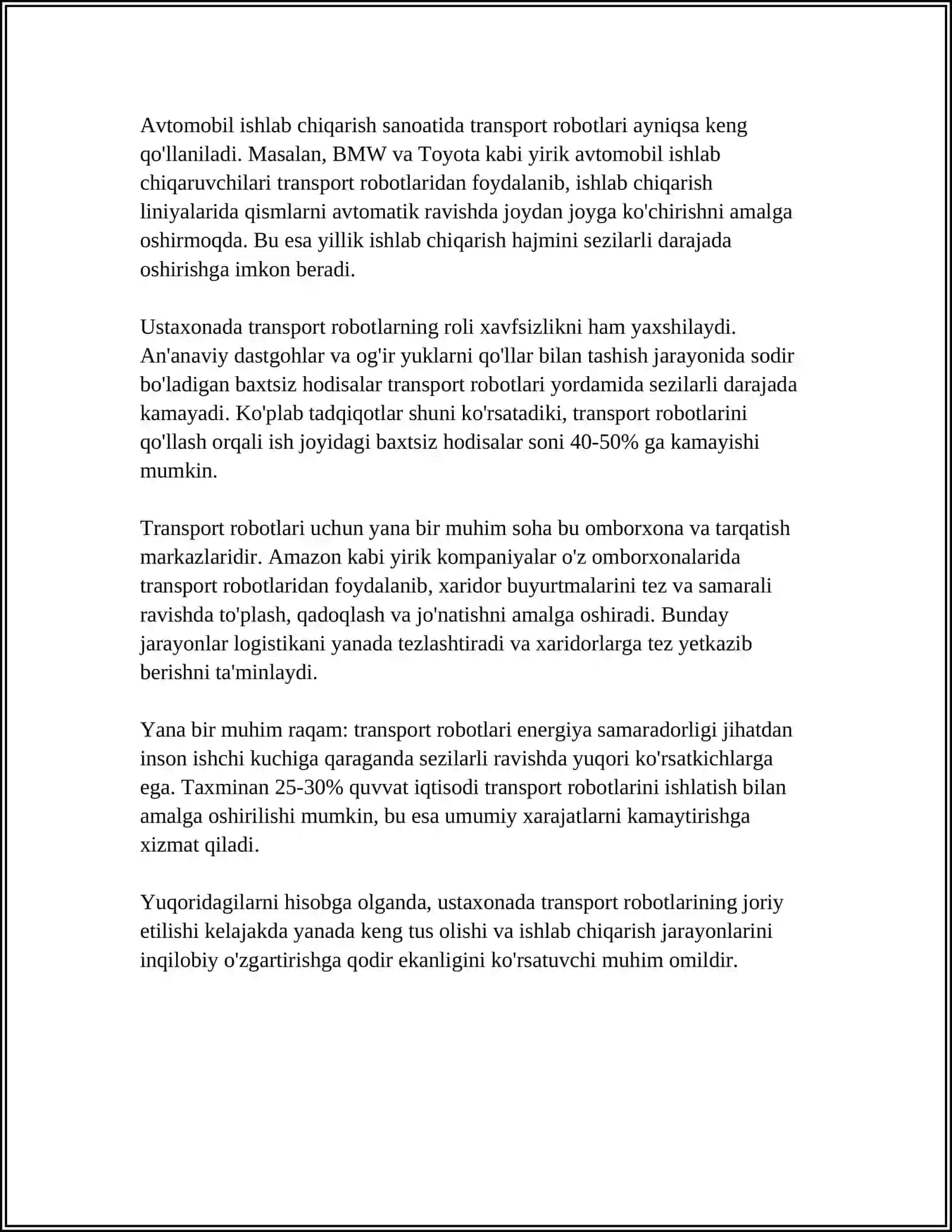 USTAXONADA TRANSPORT ROBOTINI BOSHQARISH TIZIMI 4