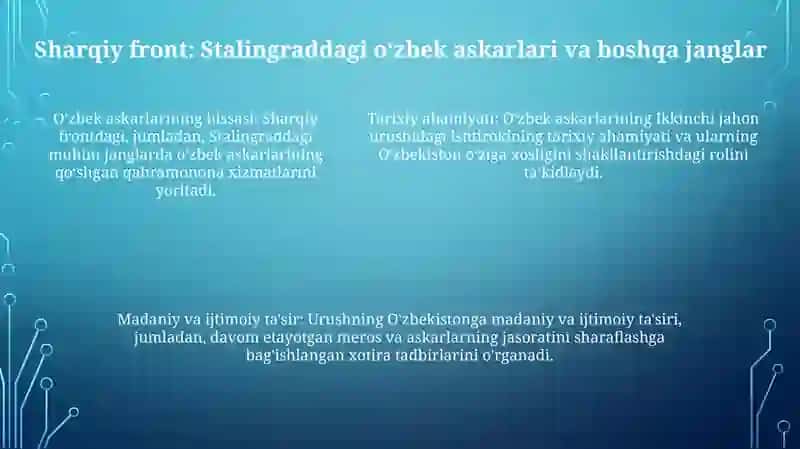 Ikkinchi Jahon Urushi Yilarida Uzbekistonlik Jangchilarning Kursatgan Qahramonliklari 4