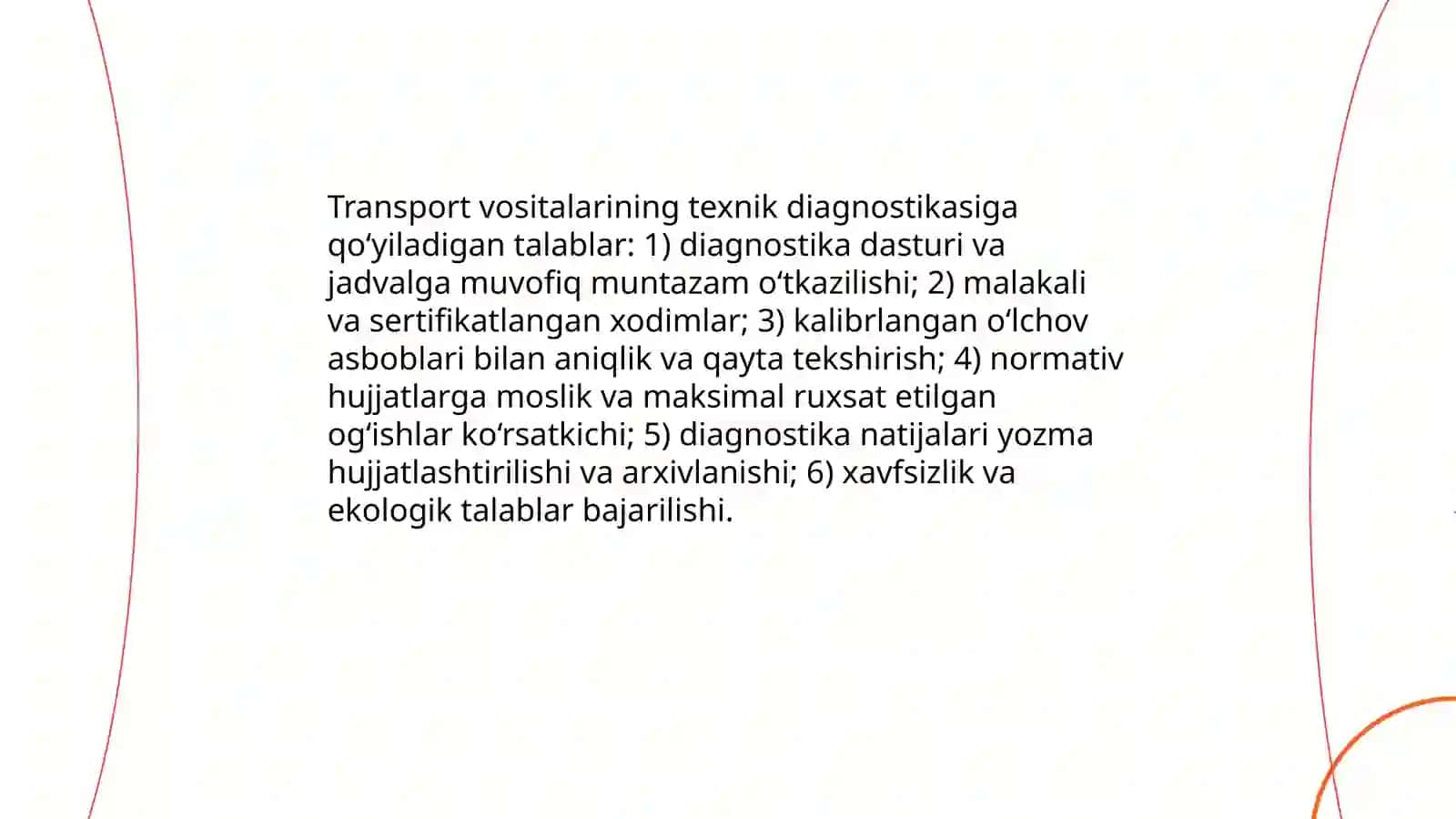 Diagnostikani umimiy jarayonlari va transport vositalari texnik diagnostikasiga qoyiladigan talabalar transport vositalari agregat va tizimlarining ishonchlilik xaritalari dignostik parametrlar avtomobil gildiraklari ogish burchaklari 4
