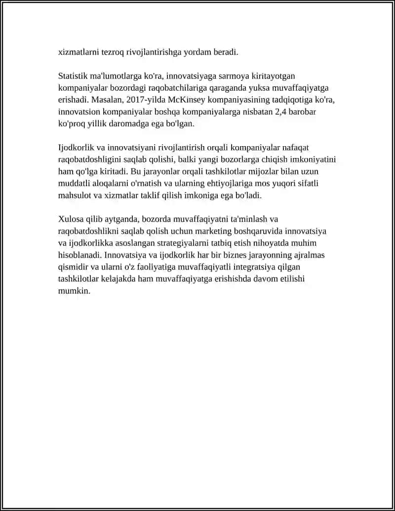 MARKETING BOSHQARUVIDA INNOVATSIYA VA IJODKORLIKNING AHAMIYATI 4