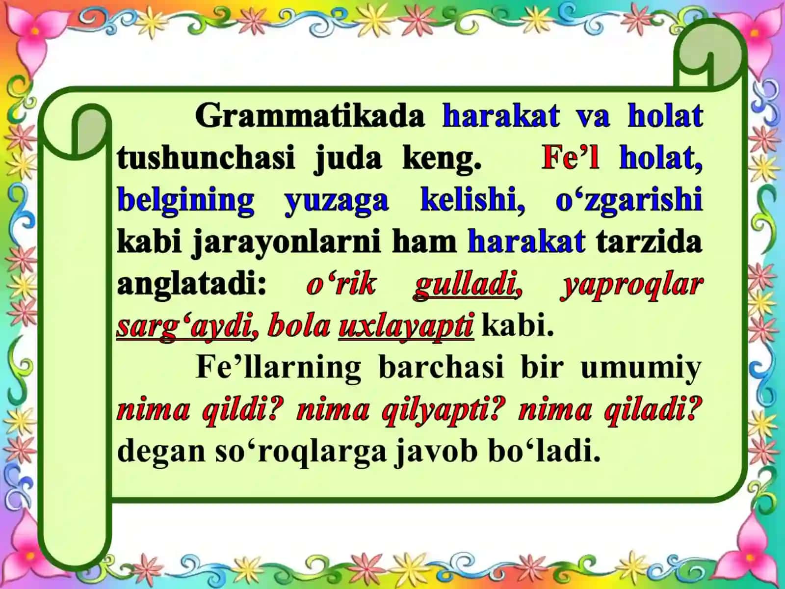 Fe’l so‘z turkumi sifatida. Fe’lning vazifadosh shakllari 4