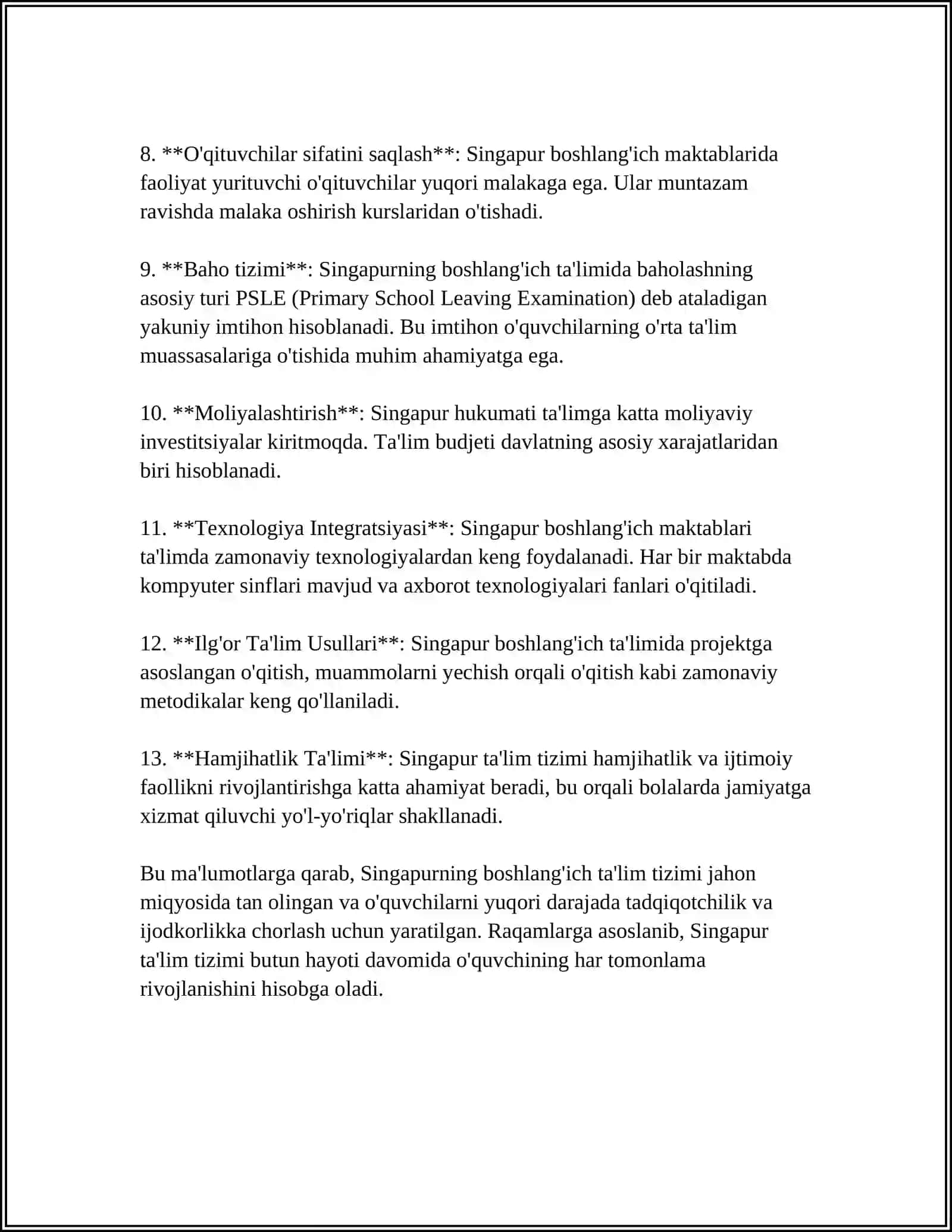 SINGAPURDA BOSHLANG'ICH TA'LIM 4