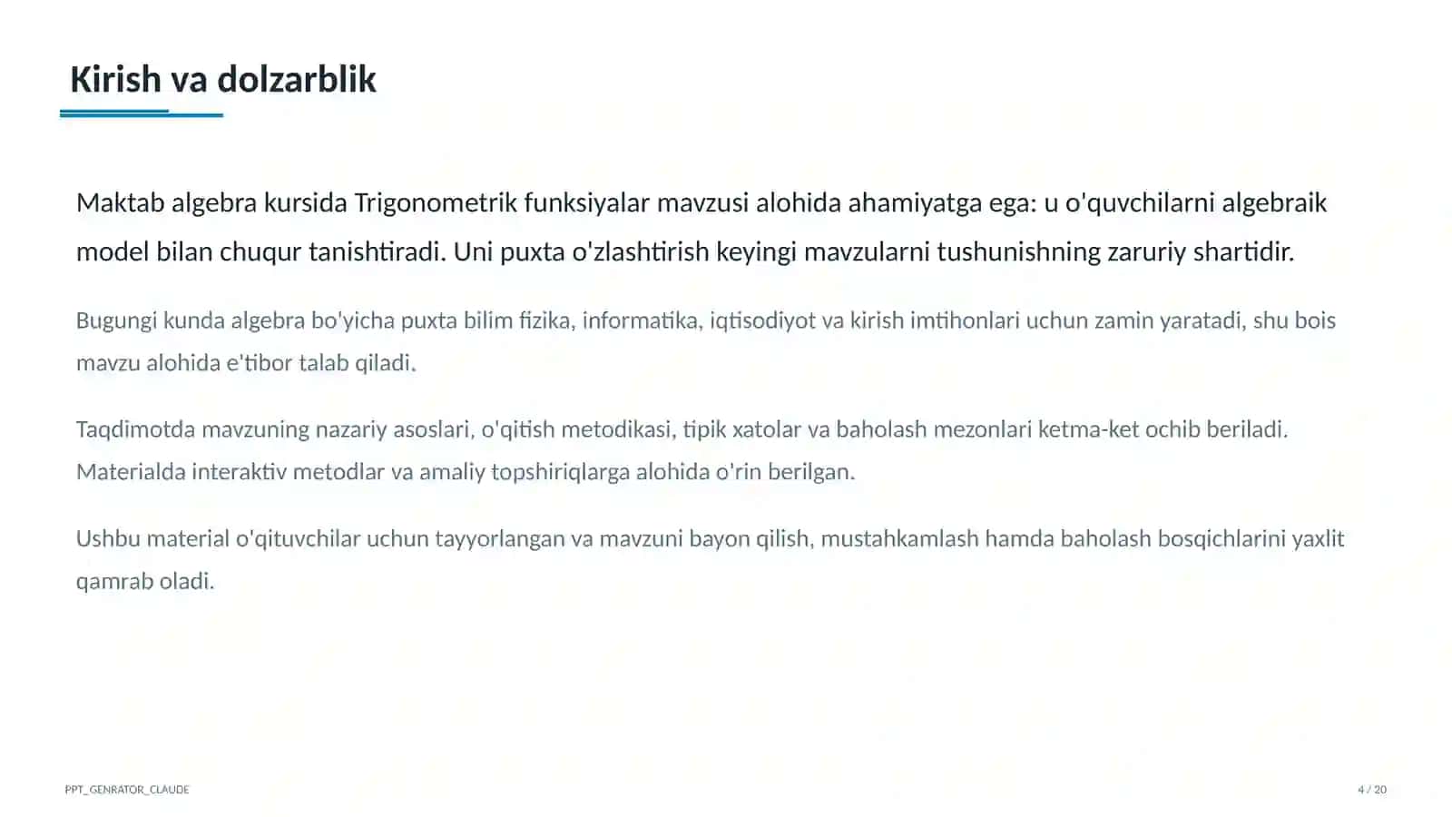 Trigonometrik funksiyalar (10-sinf) 4