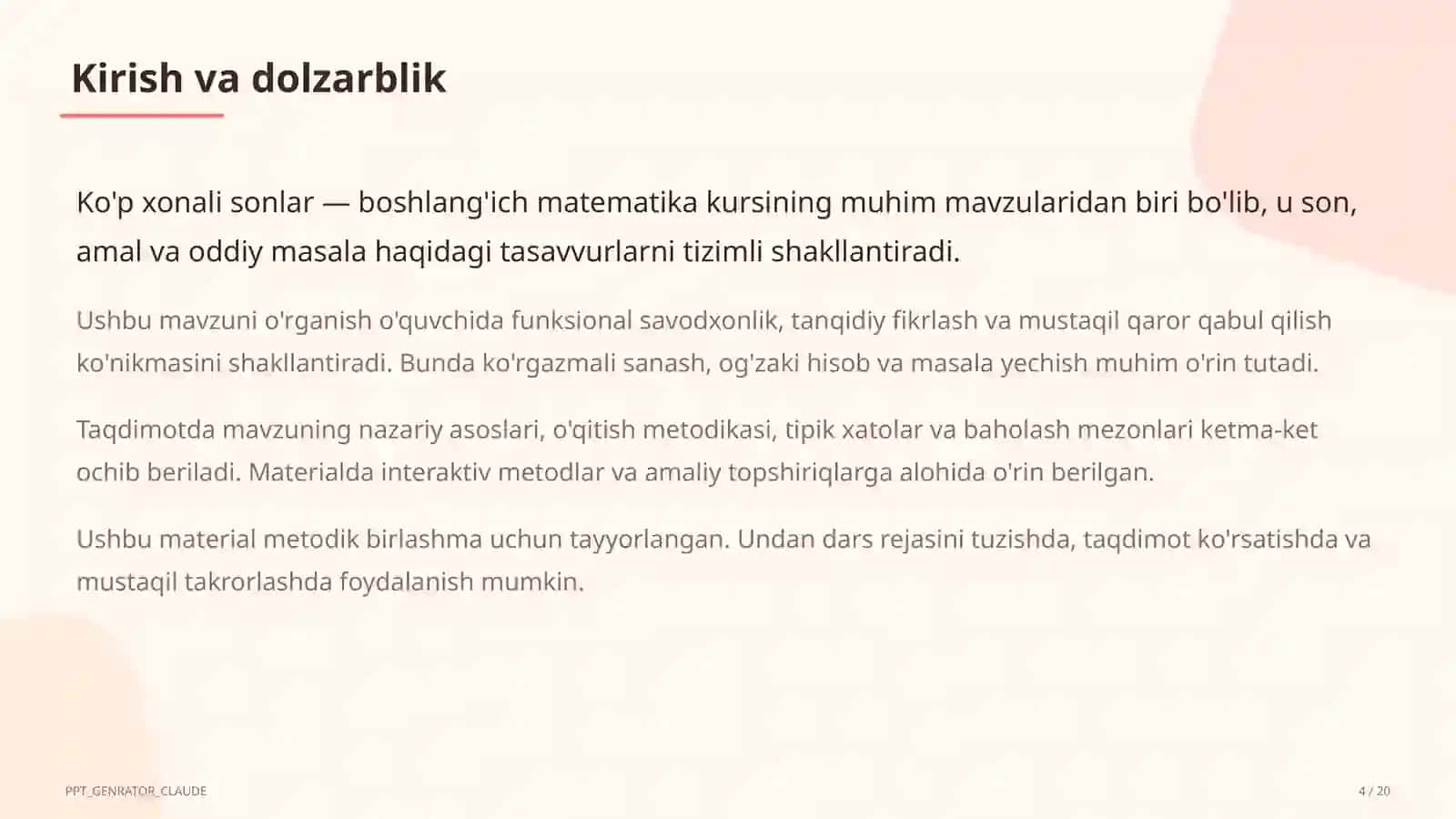 Ko'p xonali sonlar (4-sinf) 4