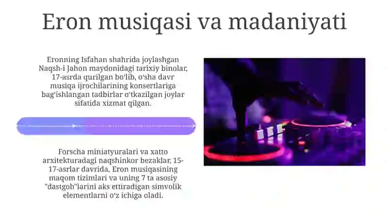 Sharq mamlakatlari musiqasi va madaniyatini yoritib turish 4