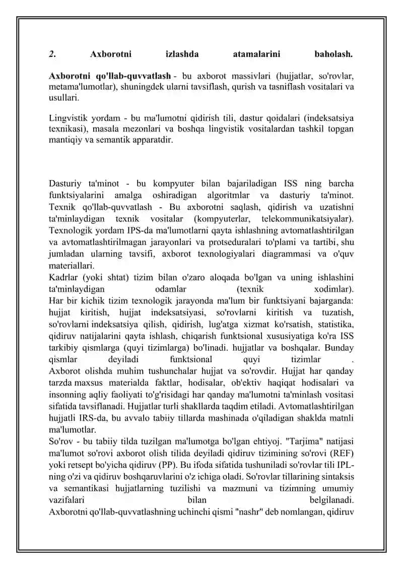 Axborotni izlashda vektor modeli va atamalarini baholash 4