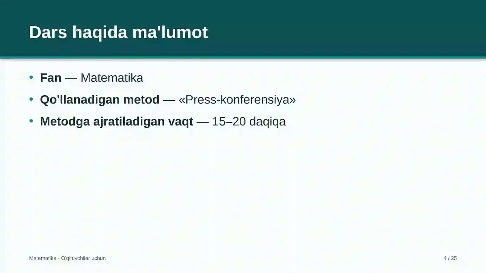 matematika darslarida press konferensiya metodidan foydalanish 7952 4