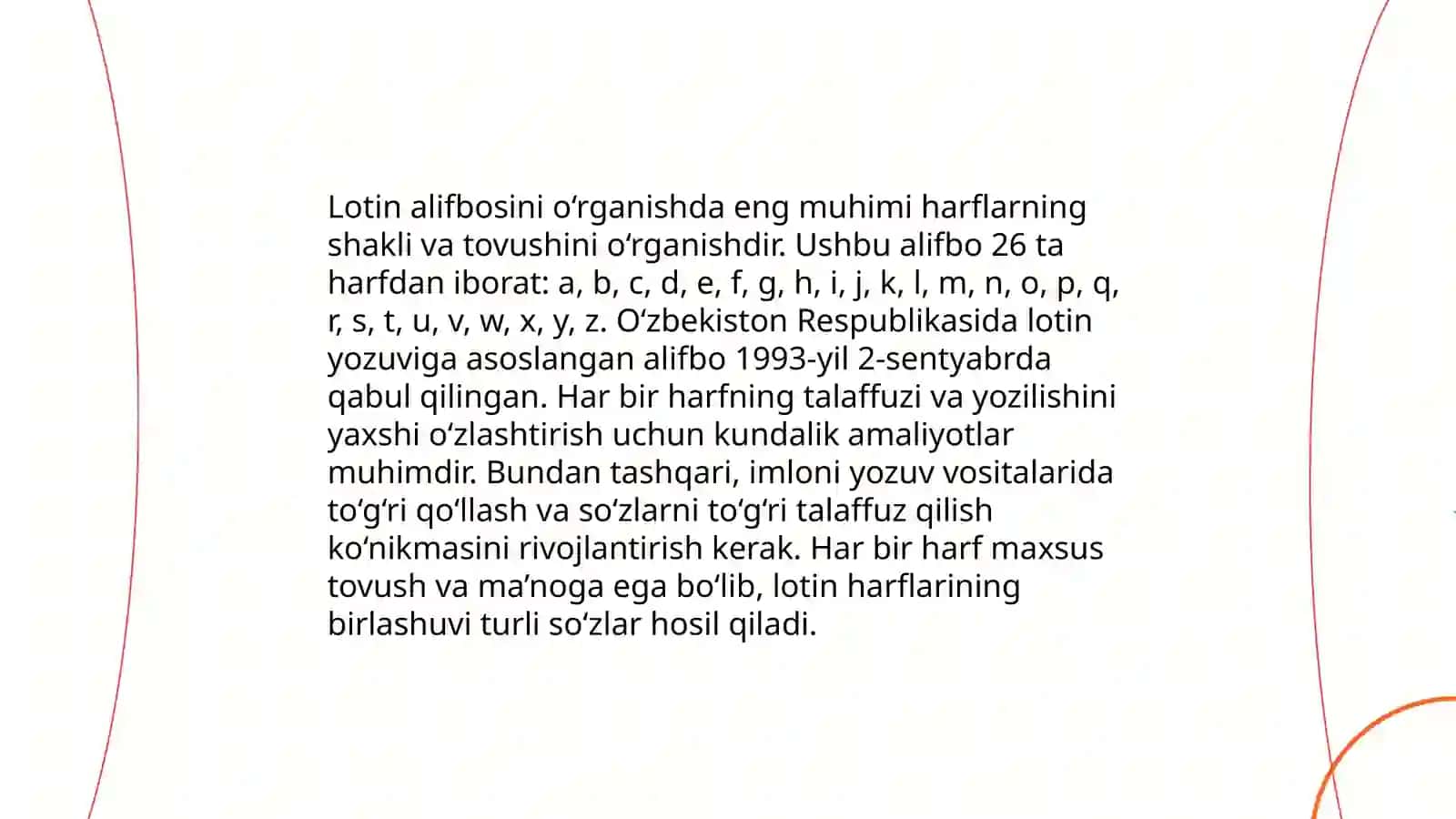 Lotin alifbosi.Unli va undosh harflar tasnifi 4