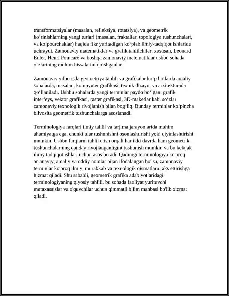 GEOMETRIK GRAFIKA FANI BOʻYICHA QADIMDA VA HOZIRGI KUNDAGI CHOP ETILGAN ADABIYOTLARNING QIYOSIY TAHLILI 4