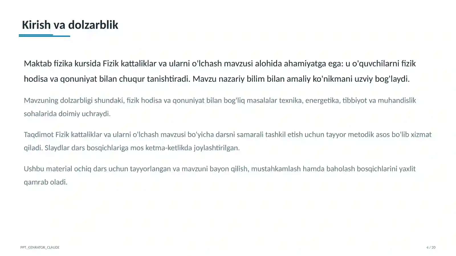 Fizik kattaliklar va ularni o'lchash (6-sinf) 4