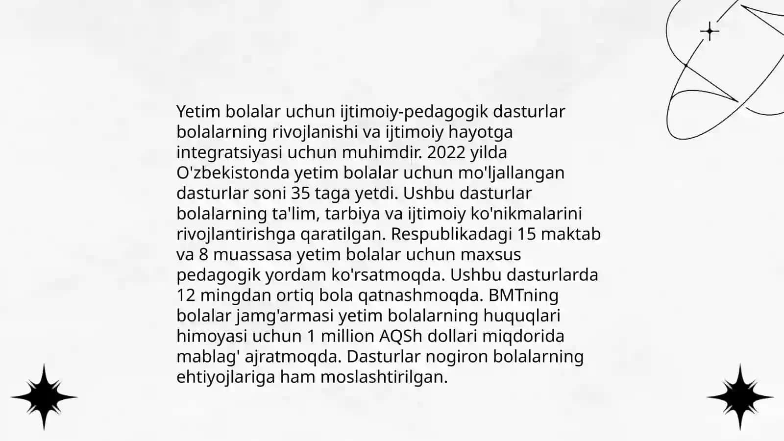 Oilada olib boriladigan Ijtimoiy_gedagogik faoliyat vasiylik va homiylik Yetim bolalar bilan olib boriladigan faoliyat 4