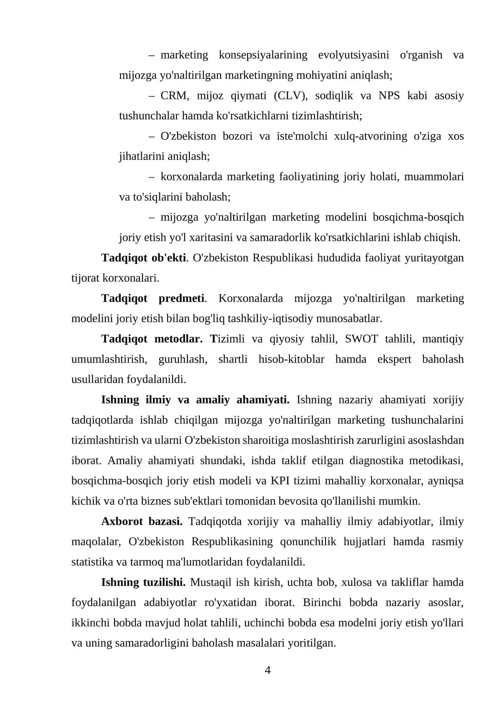 MIJOZGA YO'NALTIRILGAN MARKETINGNING MAVJUD HOLATI TAHLILI 4