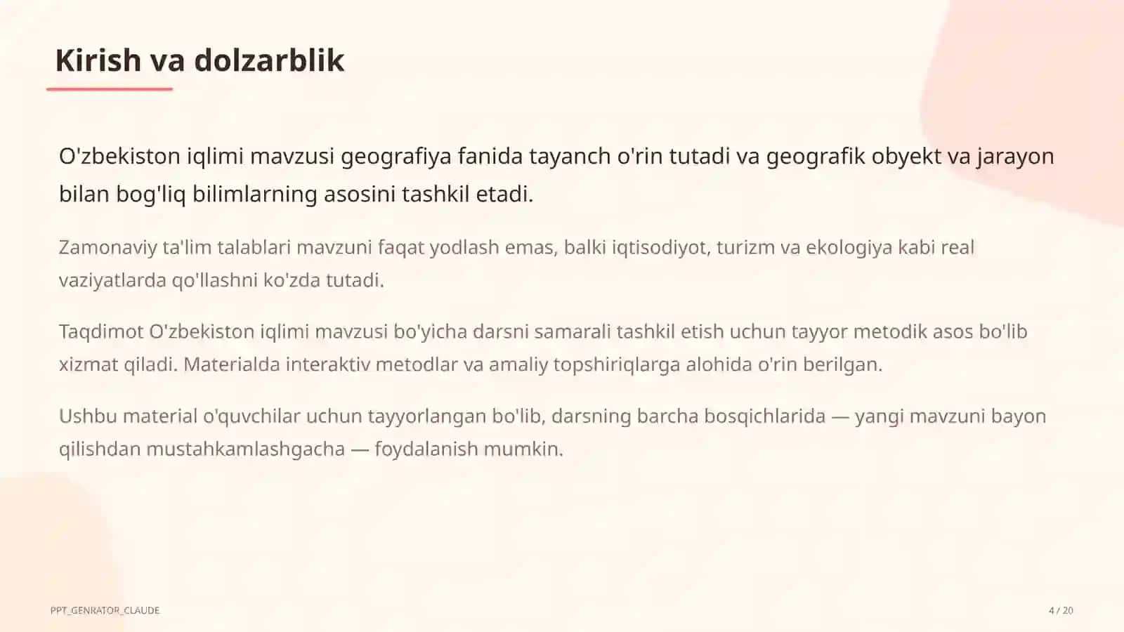O'zbekiston iqlimi (8-sinf) 4