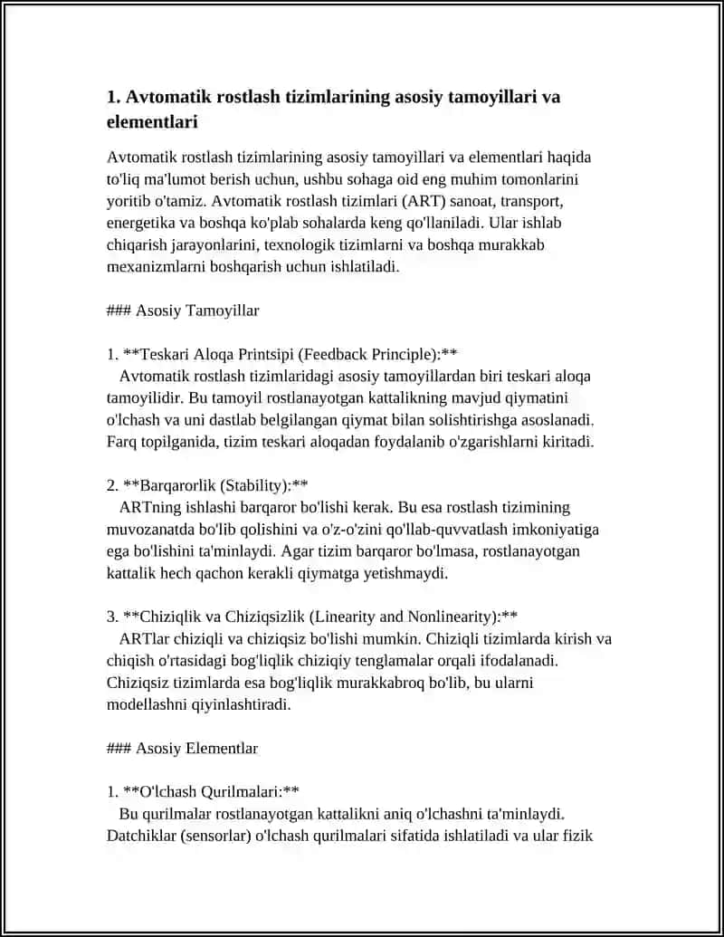 AVTOMATIK ROSTLASH TIZIMLARI VA ULARNING ISHLAB CHIQARISHDA QOʻLLANILISHI 4