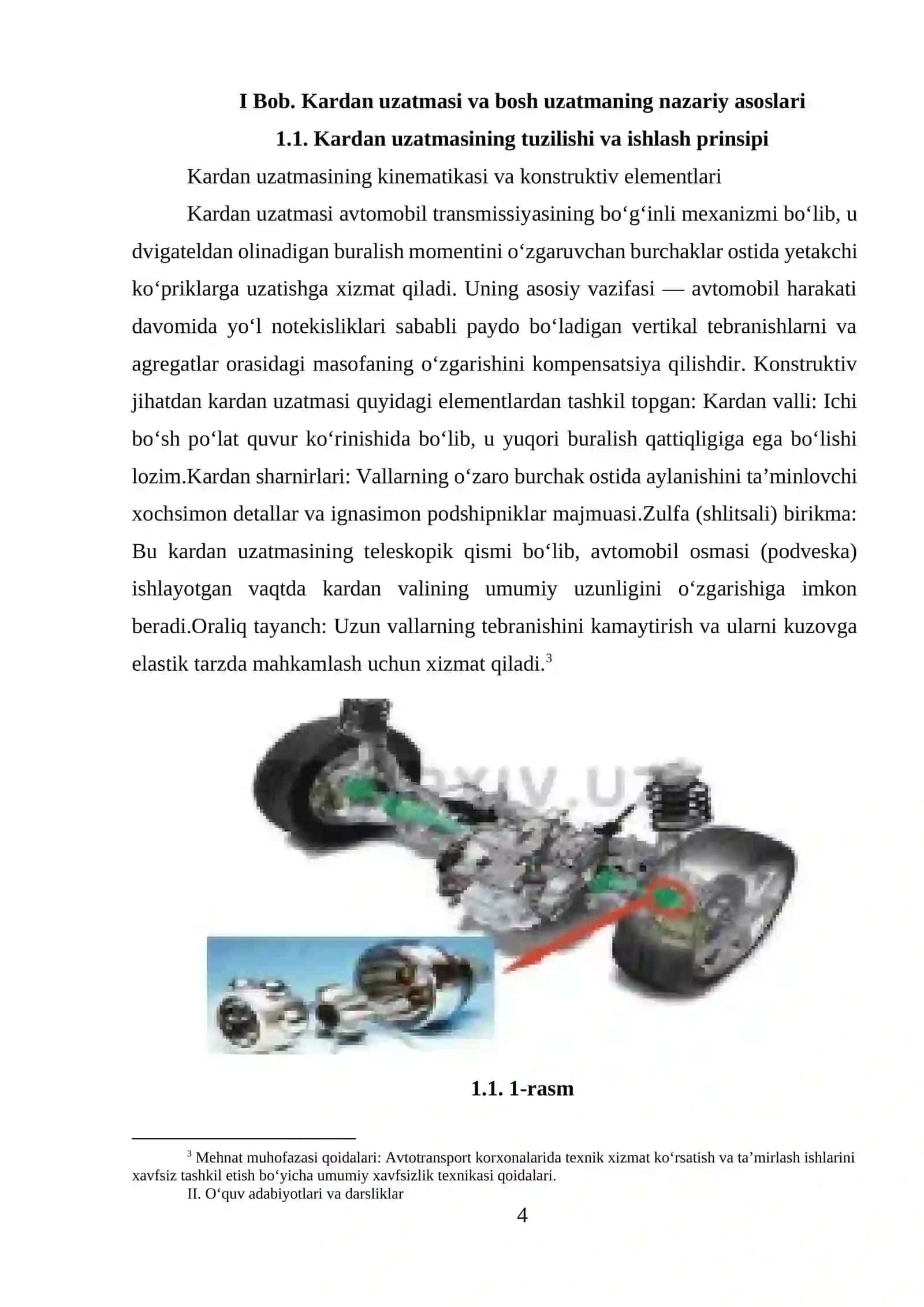 Kardan uzatmasi va bosh uzatma (most) detallarini muvozanatlash hamda TXK ishlari texnologik xaritasi 4