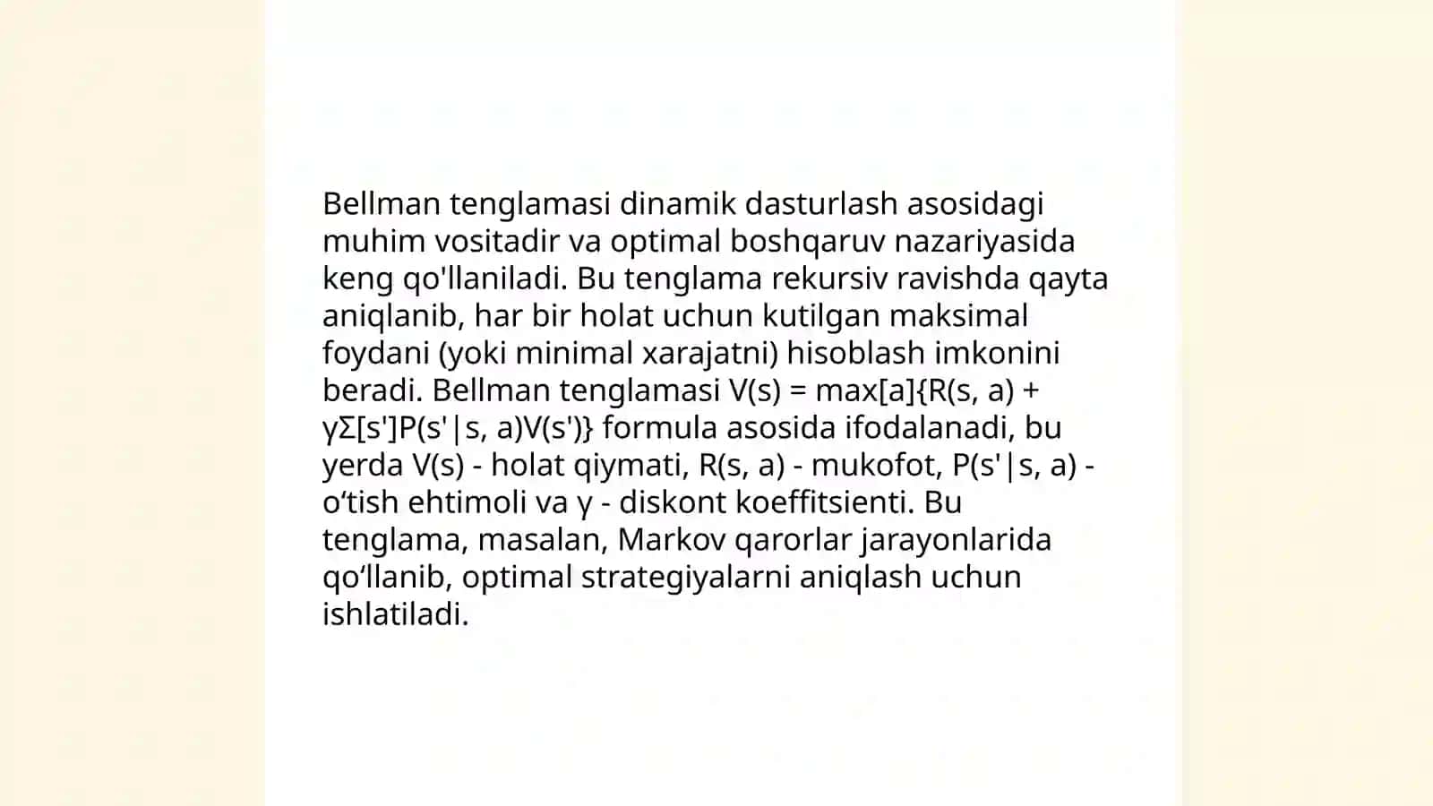 Stoxostik zaxirani boshqarish masalasi 4