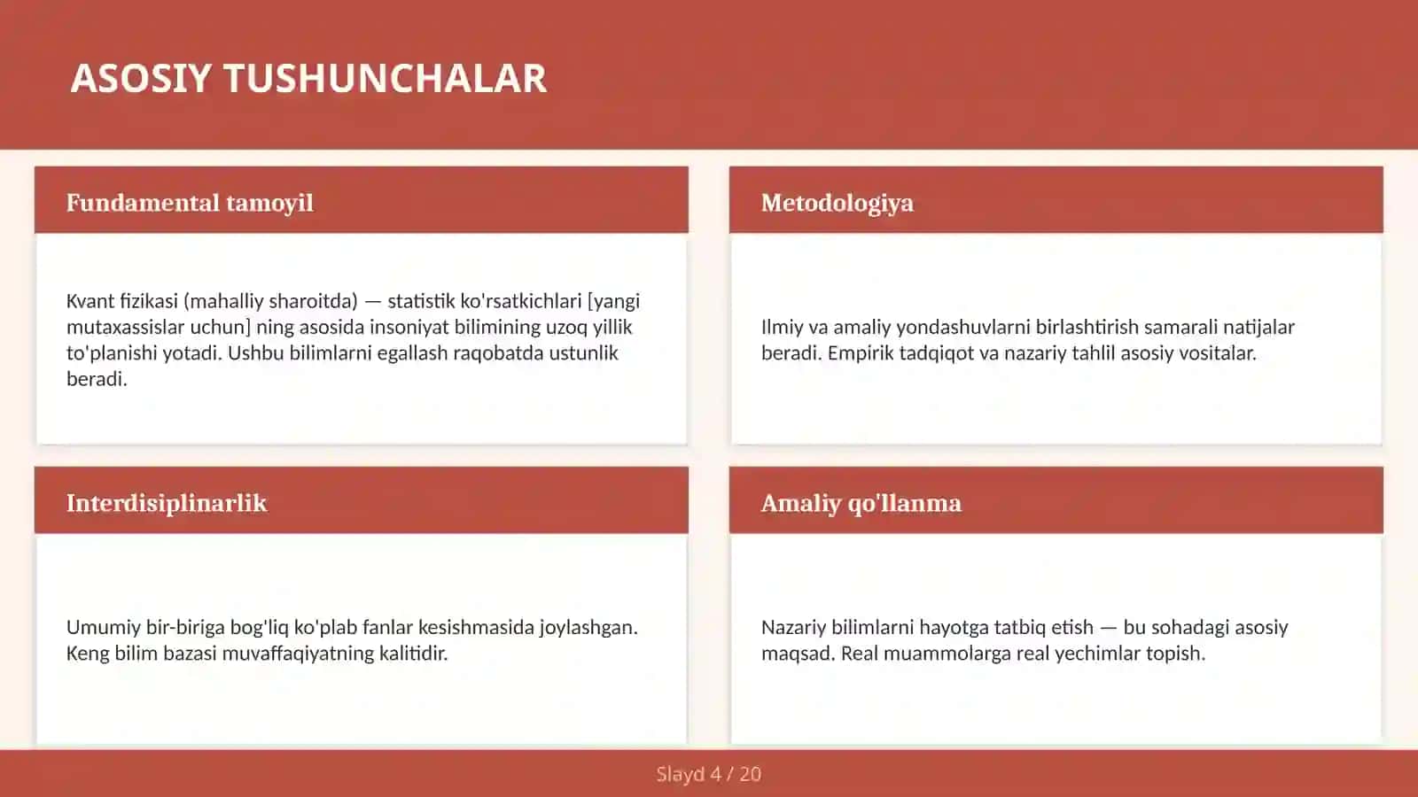 Kvant fizikasi (mahalliy sharoitda) — statistik ko'rsatkichlari [yangi mutaxassislar uchun] 4