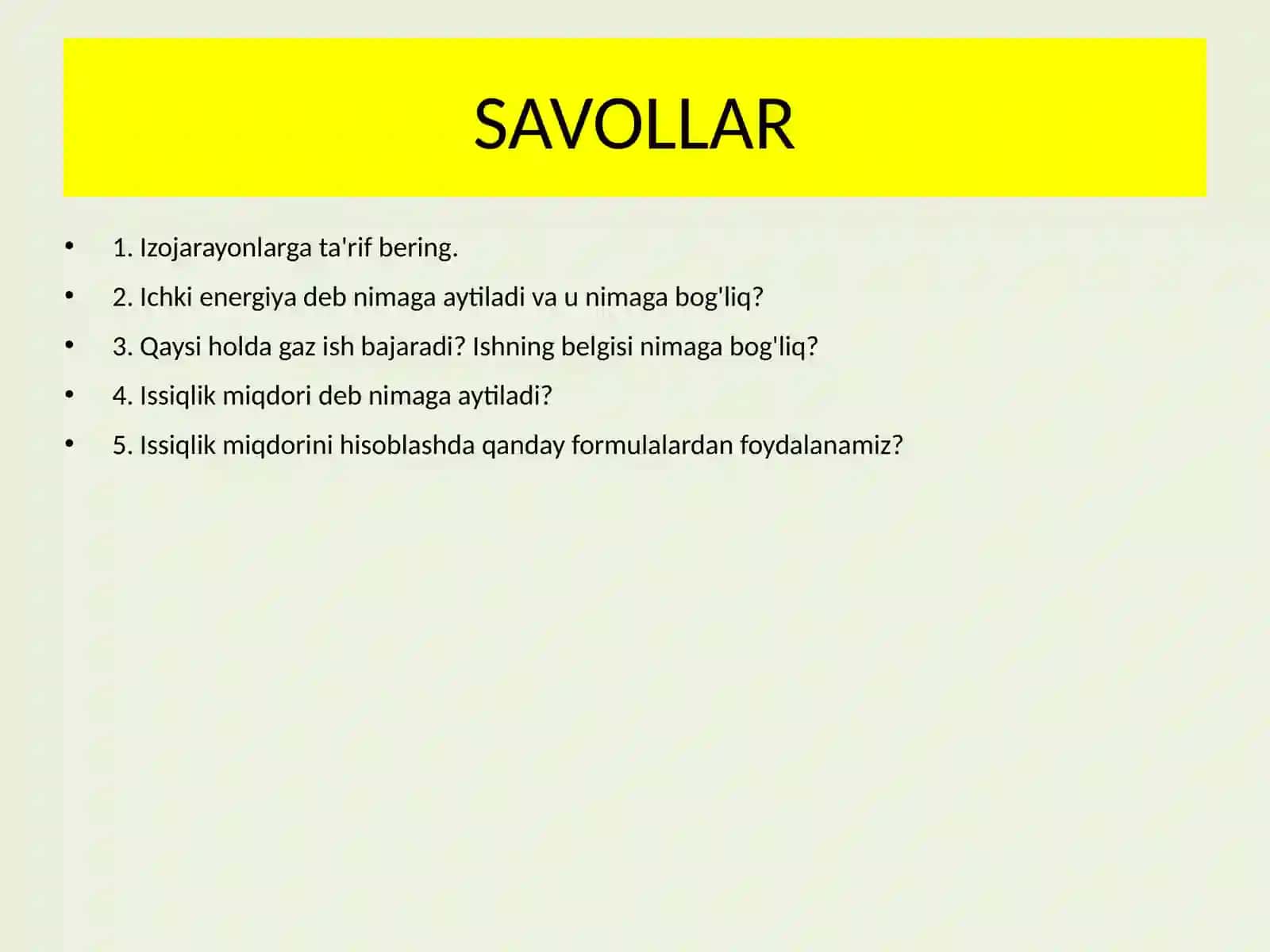 Fizika - Termodinamikaning birinchi qonuni (10-sinf) 4