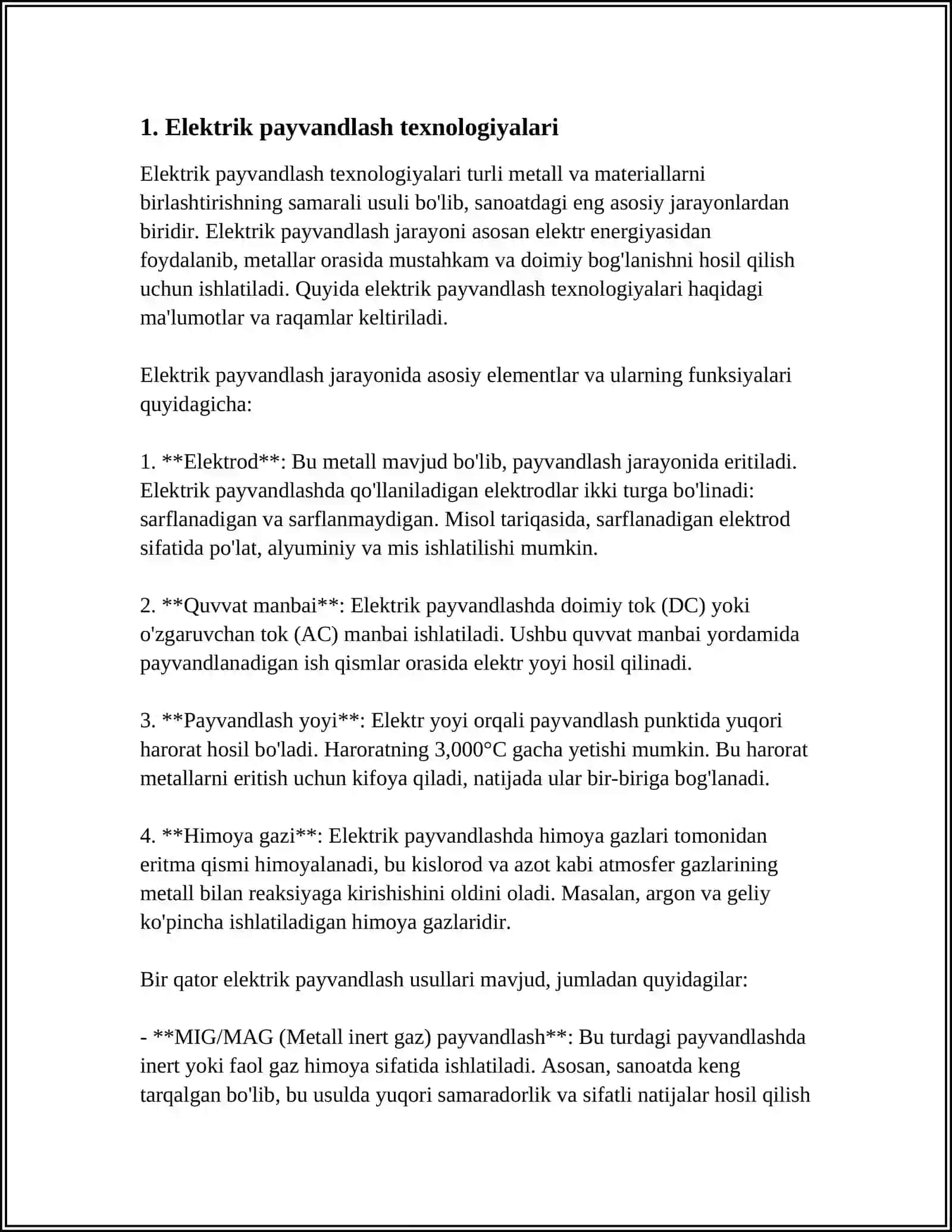 Elektrik payvandlash texnologiyalari 4