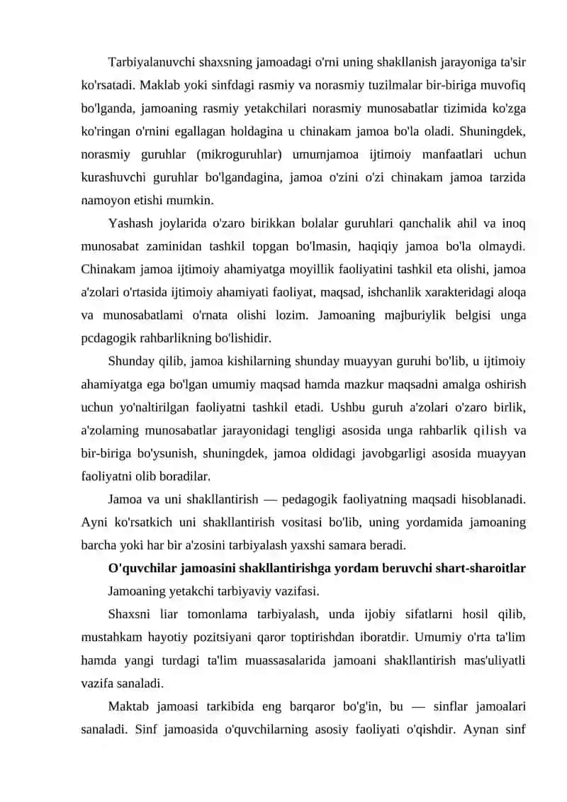 Jamoada shaxsni tarbiyalash 4