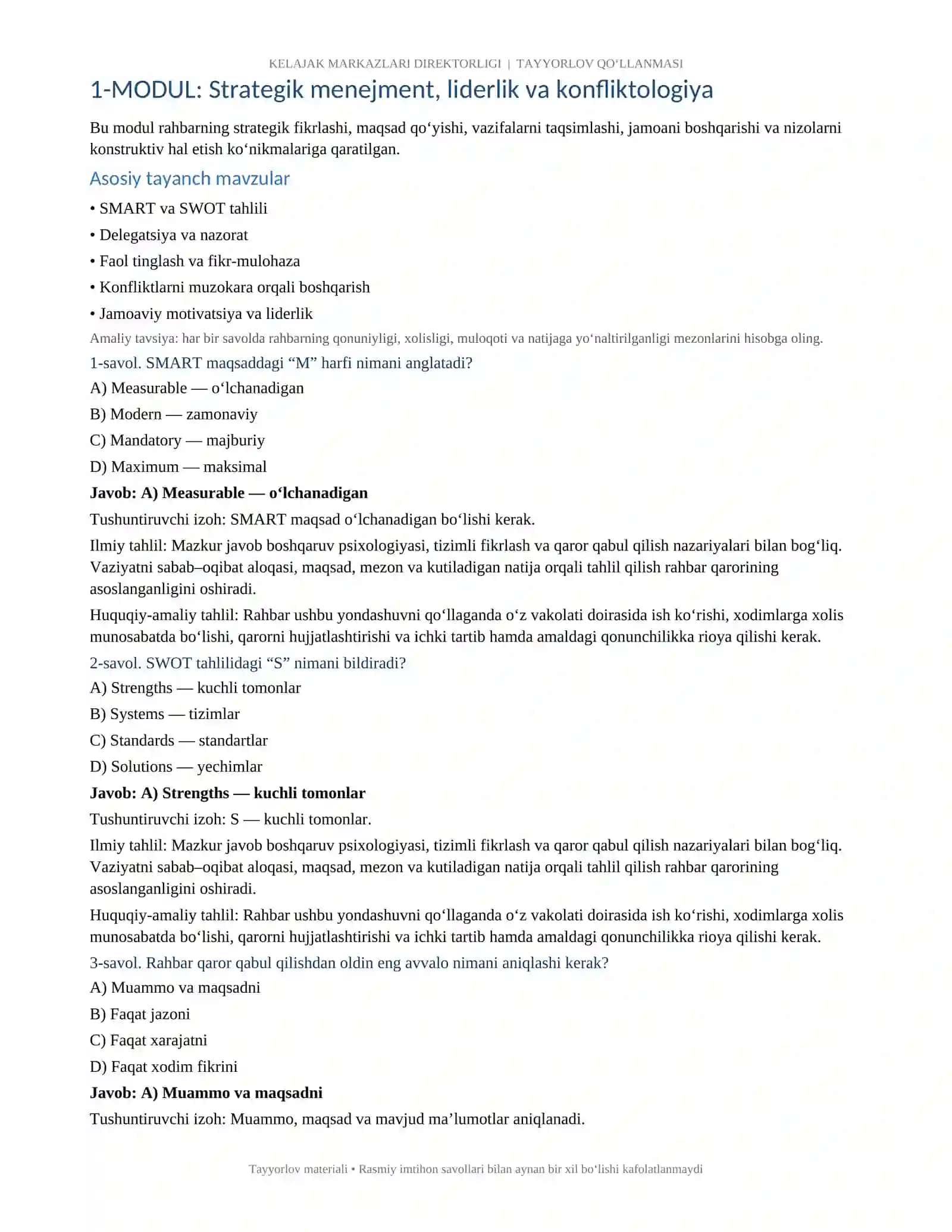 Kelajak markazi direktorlari — 800+ test va tahlil 4