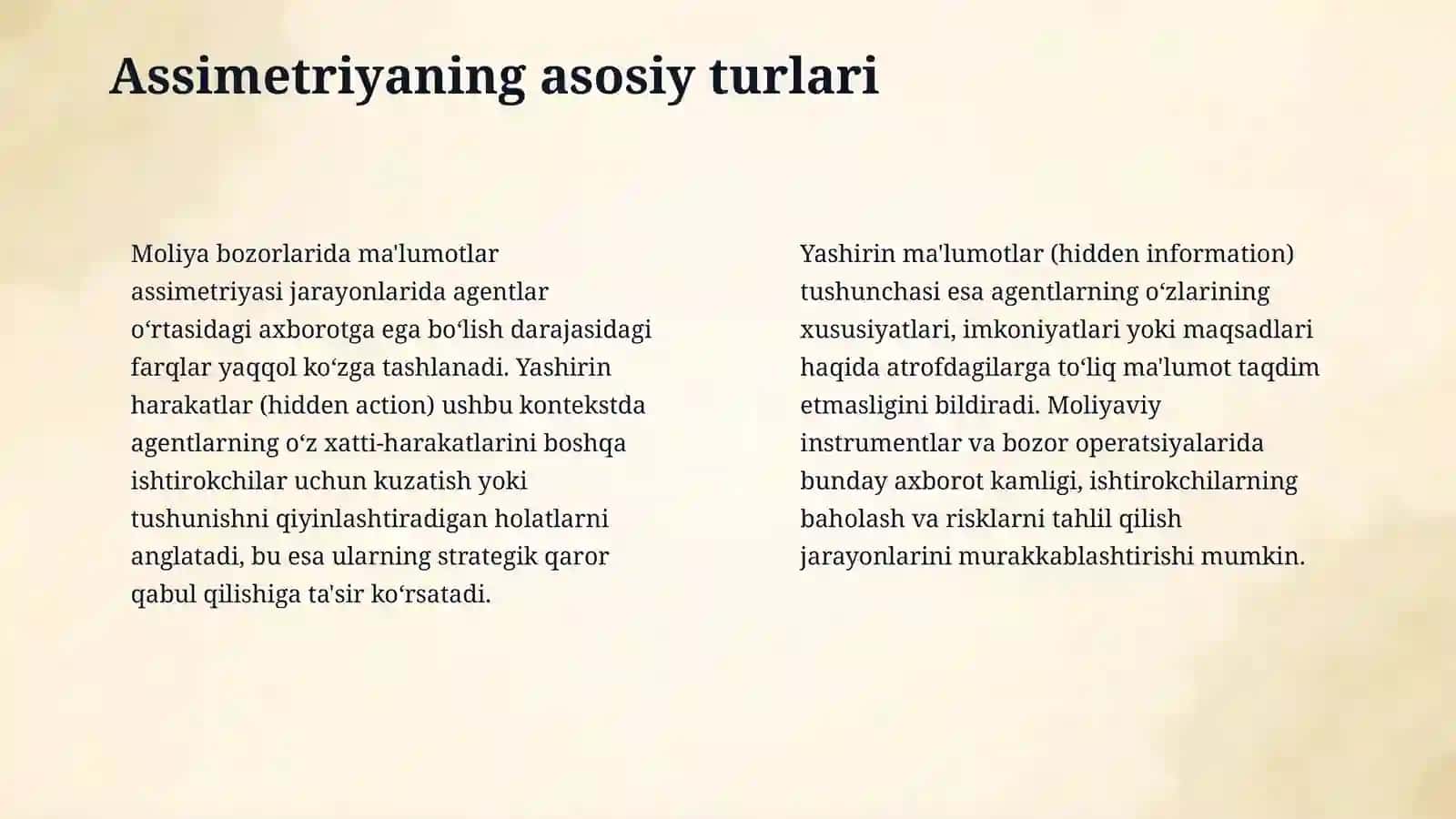 Moliya bozorida maʼlumotlar assimetriyasi va uning kamchiliklari 4