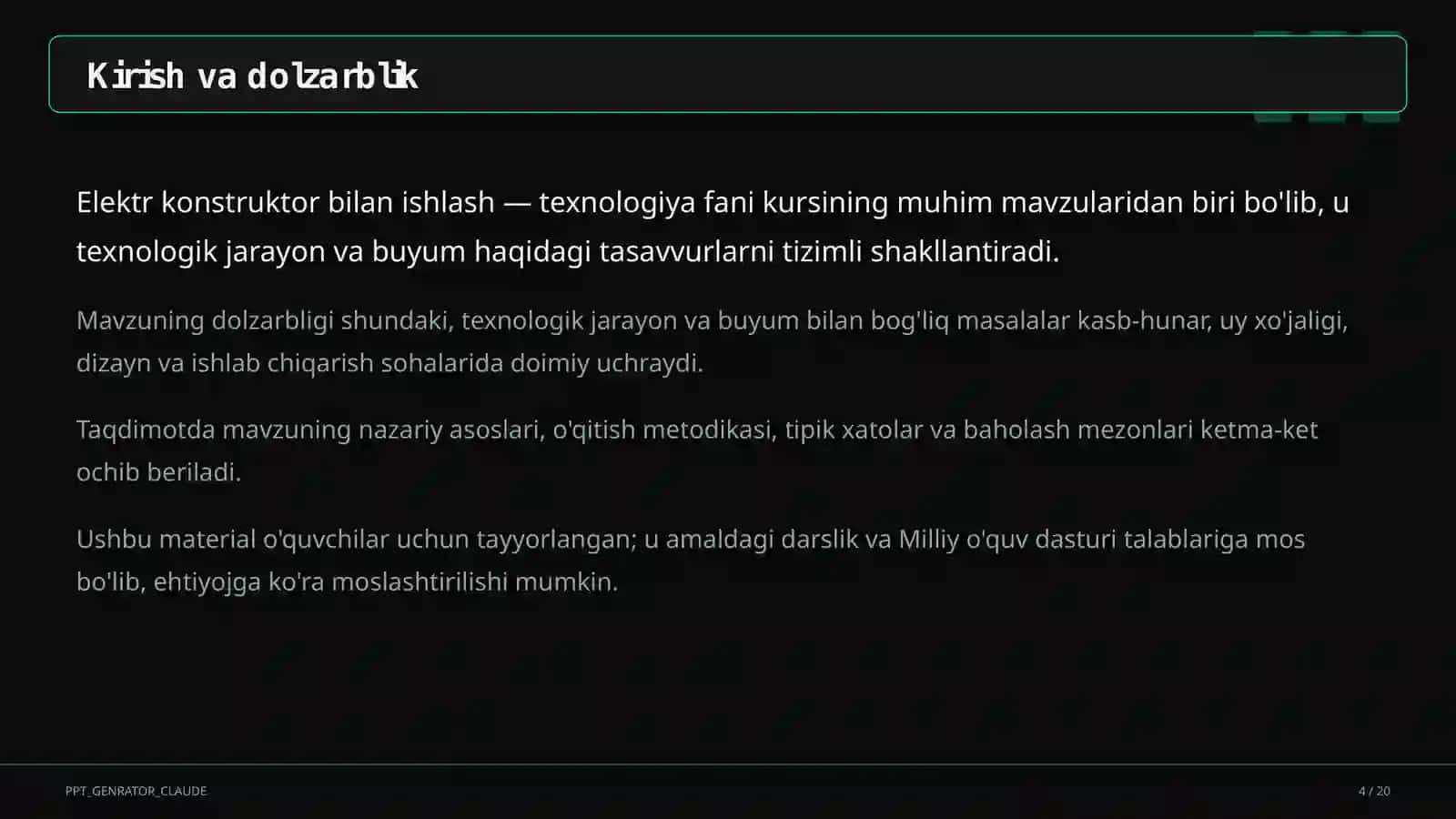 Elektr konstruktor bilan ishlash (4-sinf) 4