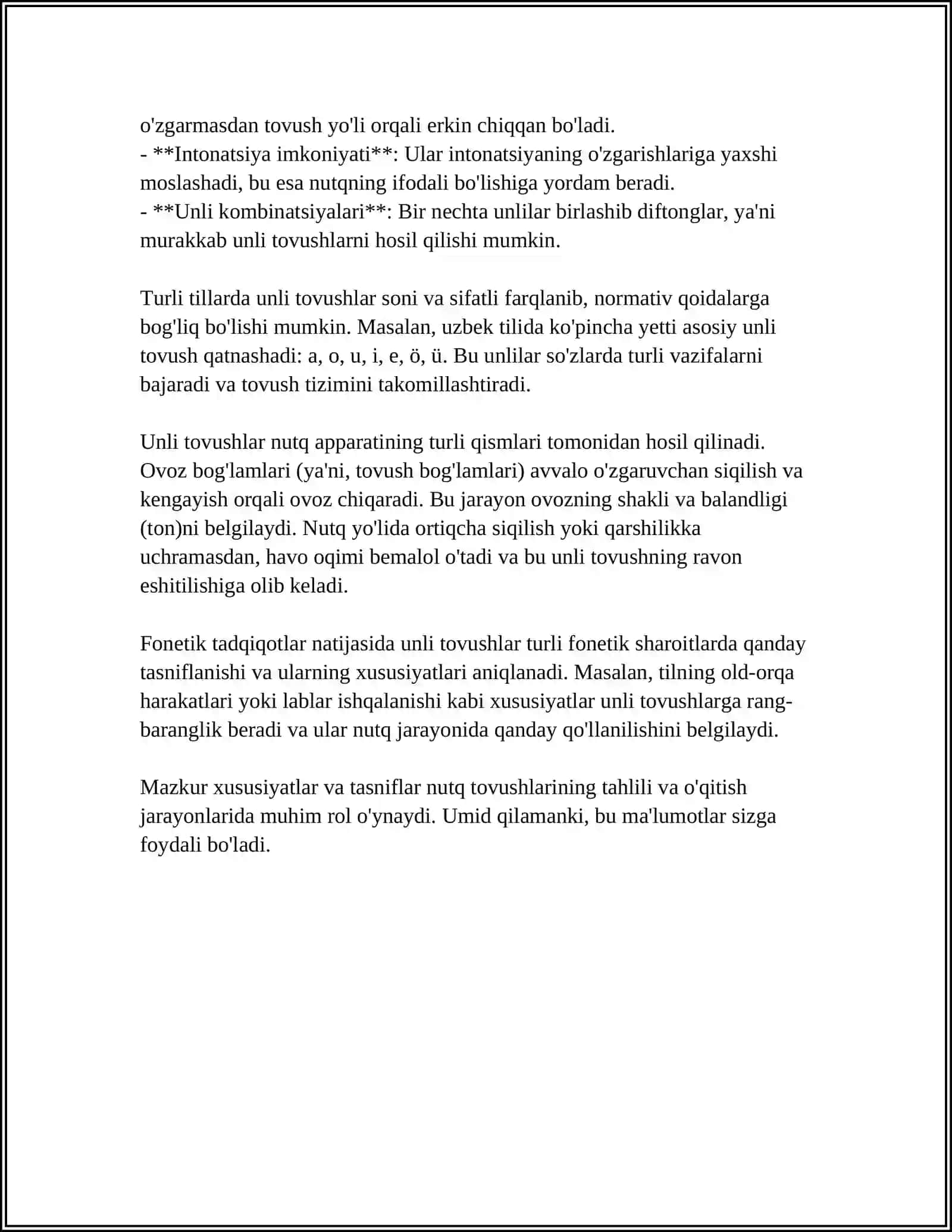 1-SINF ONA TILI DARSLARIDA UNLI TOVUSHLAR TIZIMINI O'RGATISH 4