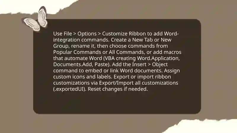 Microsoft Excel toolbar. Integrating Word and Excel 4