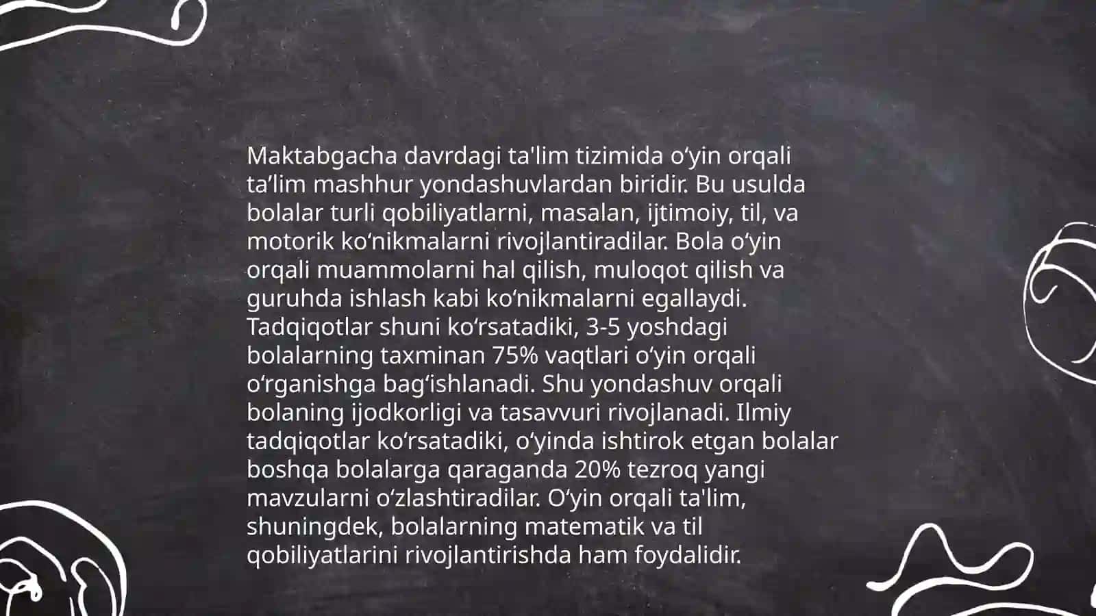 Maktabgacha yoshdagi bolalarning talim-tarbiya jarayonida oyinlarning roli. Bolalarning bilish jarayonlarini rivojlantirishda oyinlarning orni 4