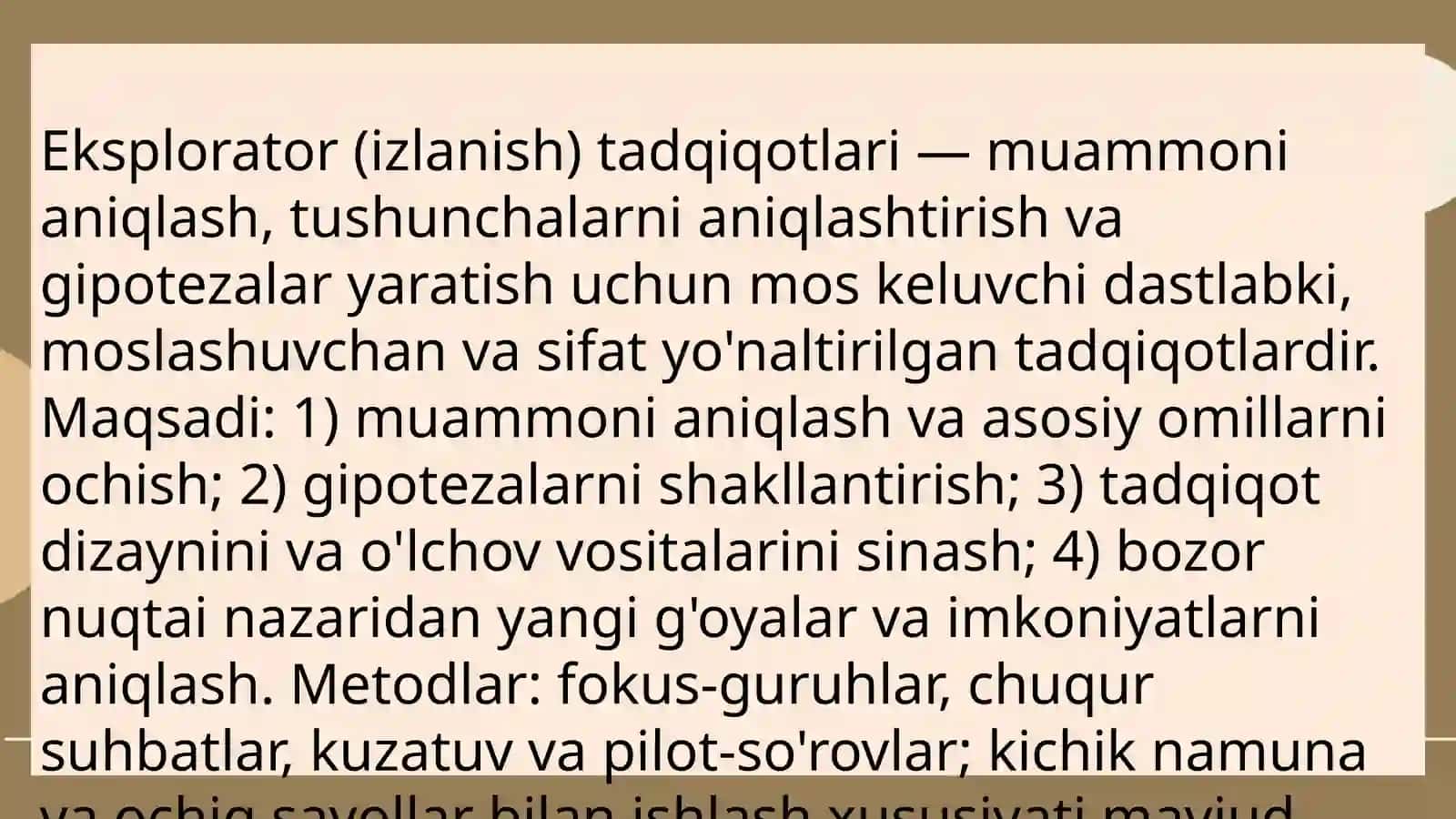Marketing tadqiqotlari haqida tushuncha uning turlari va usullari 4