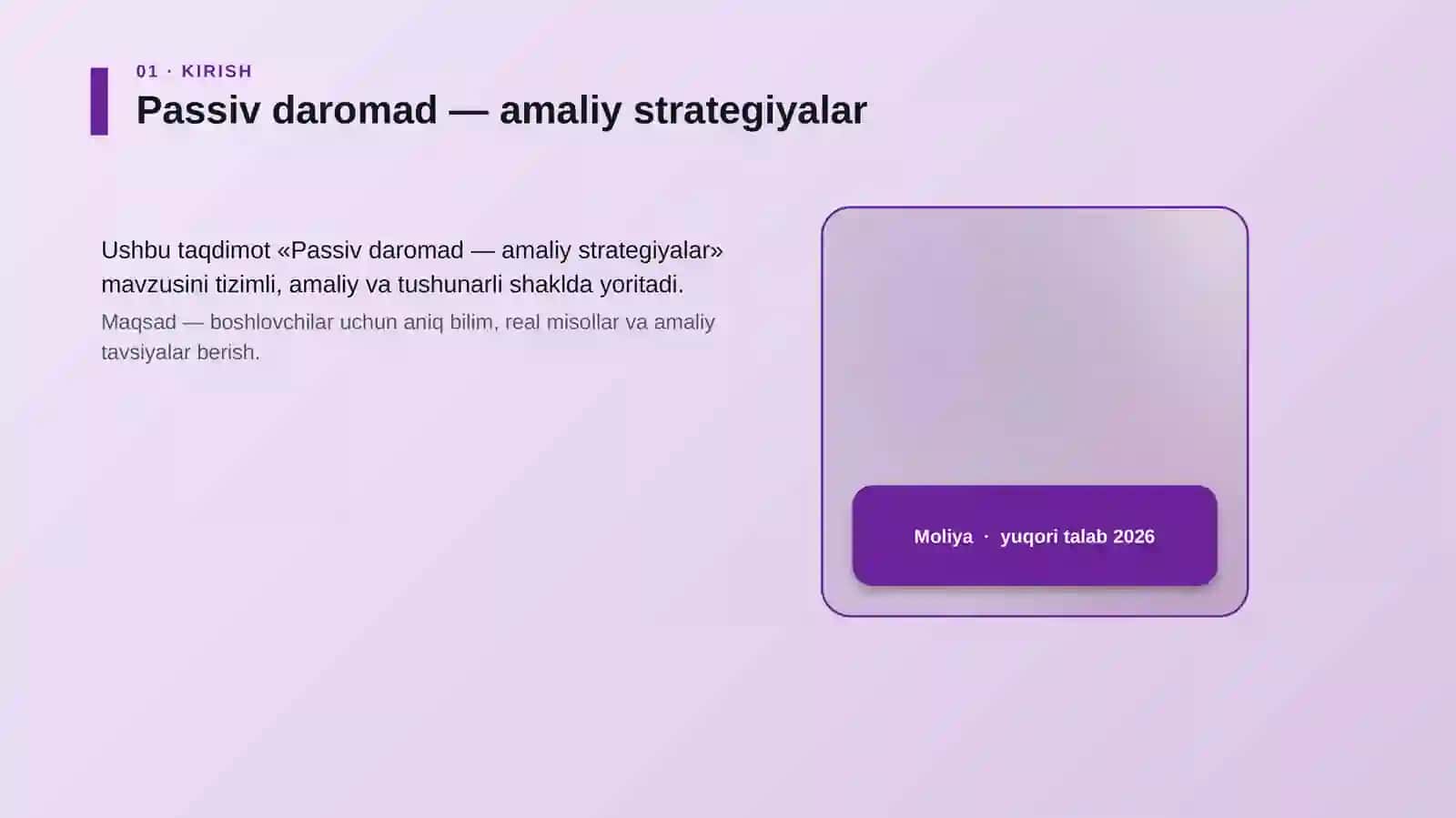 Passiv daromad – amaliy strategiyalar 4