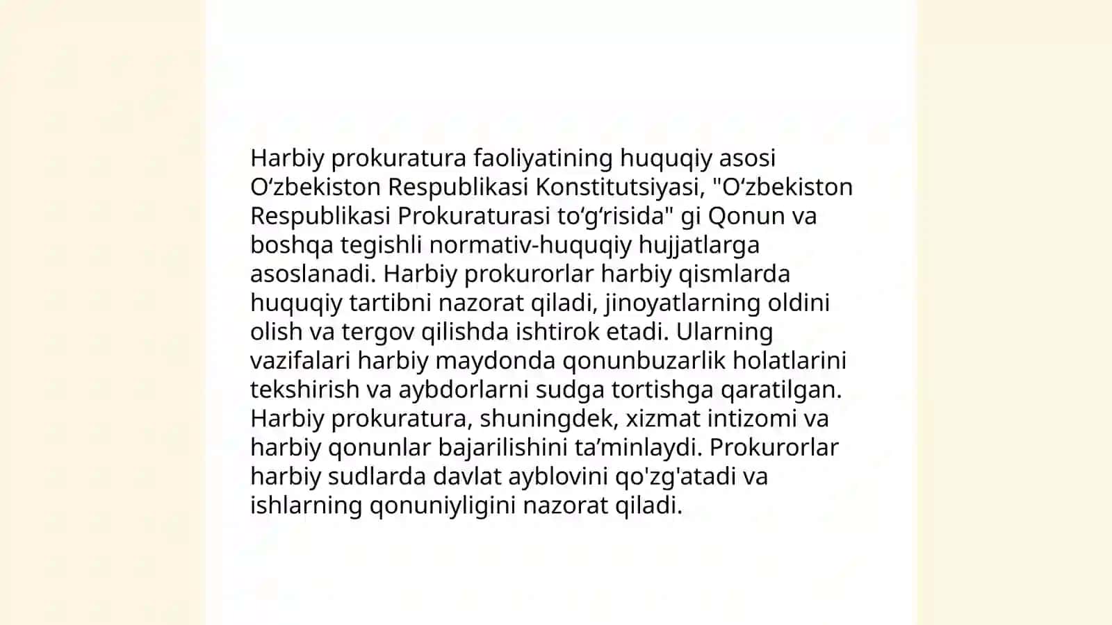 Harbiy prokuratura faoliyatini tashkil etish, vazifalari 4