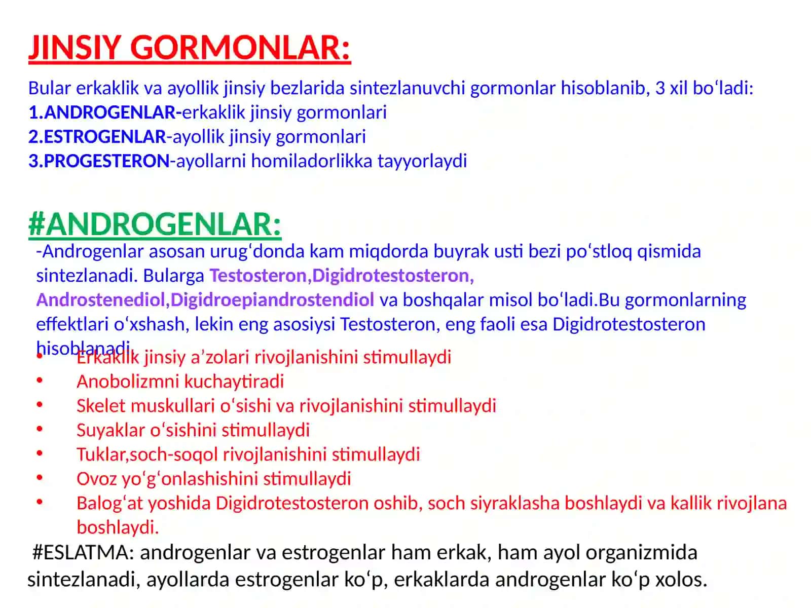 ENDOKRIN SISTEMASI BIOKIMYOSI-2: STEROID VA TIREOID GORMONLAR 4